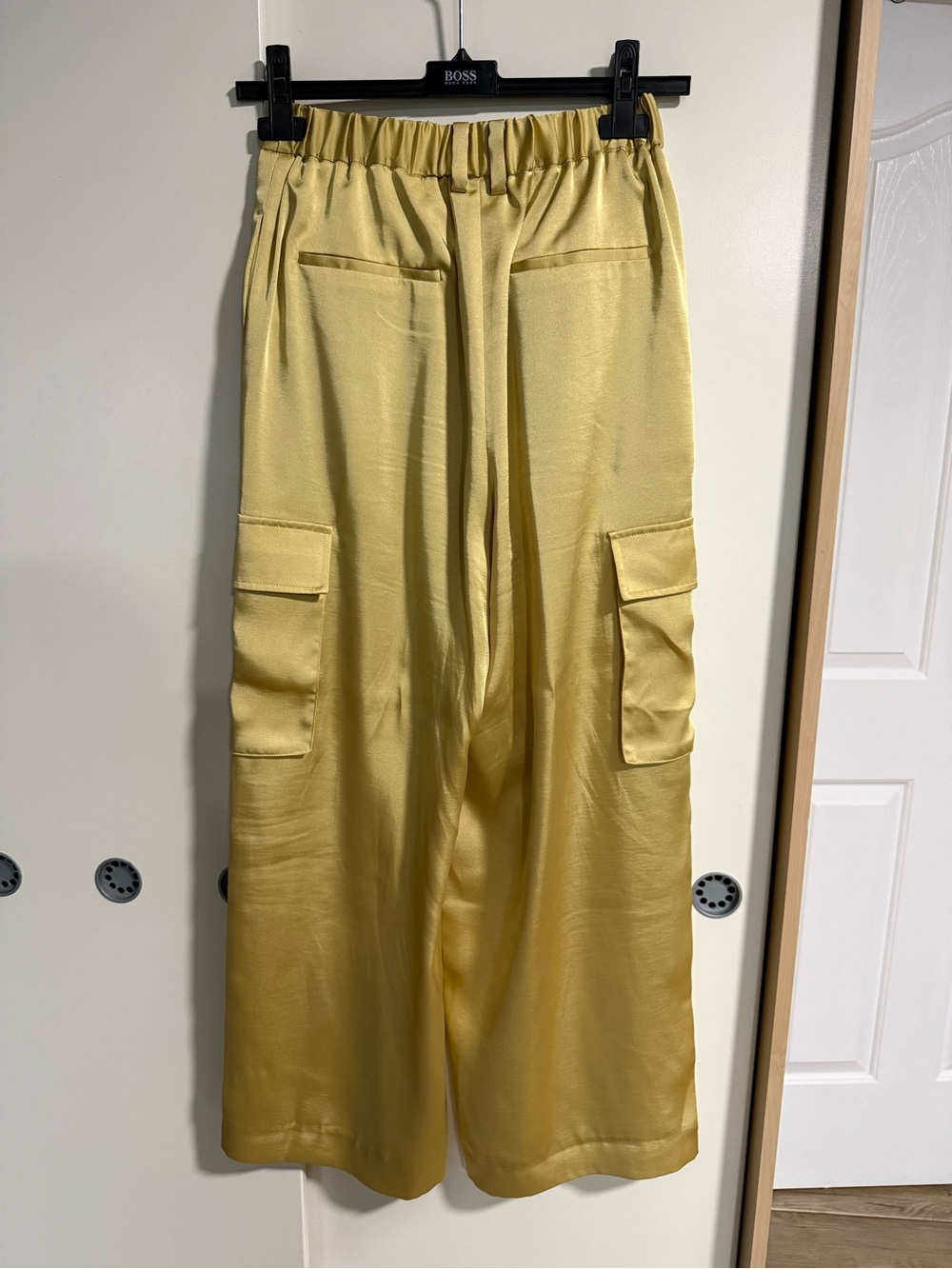 Mila Owen Lemon-Yellow Wide-Leg Cargo Trousers